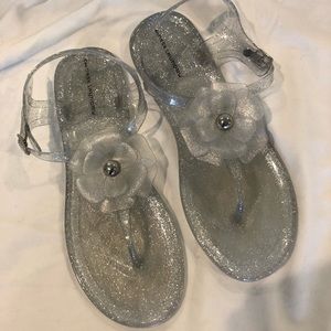 Chinese Laundry Clear and Silver Jelly Sandals